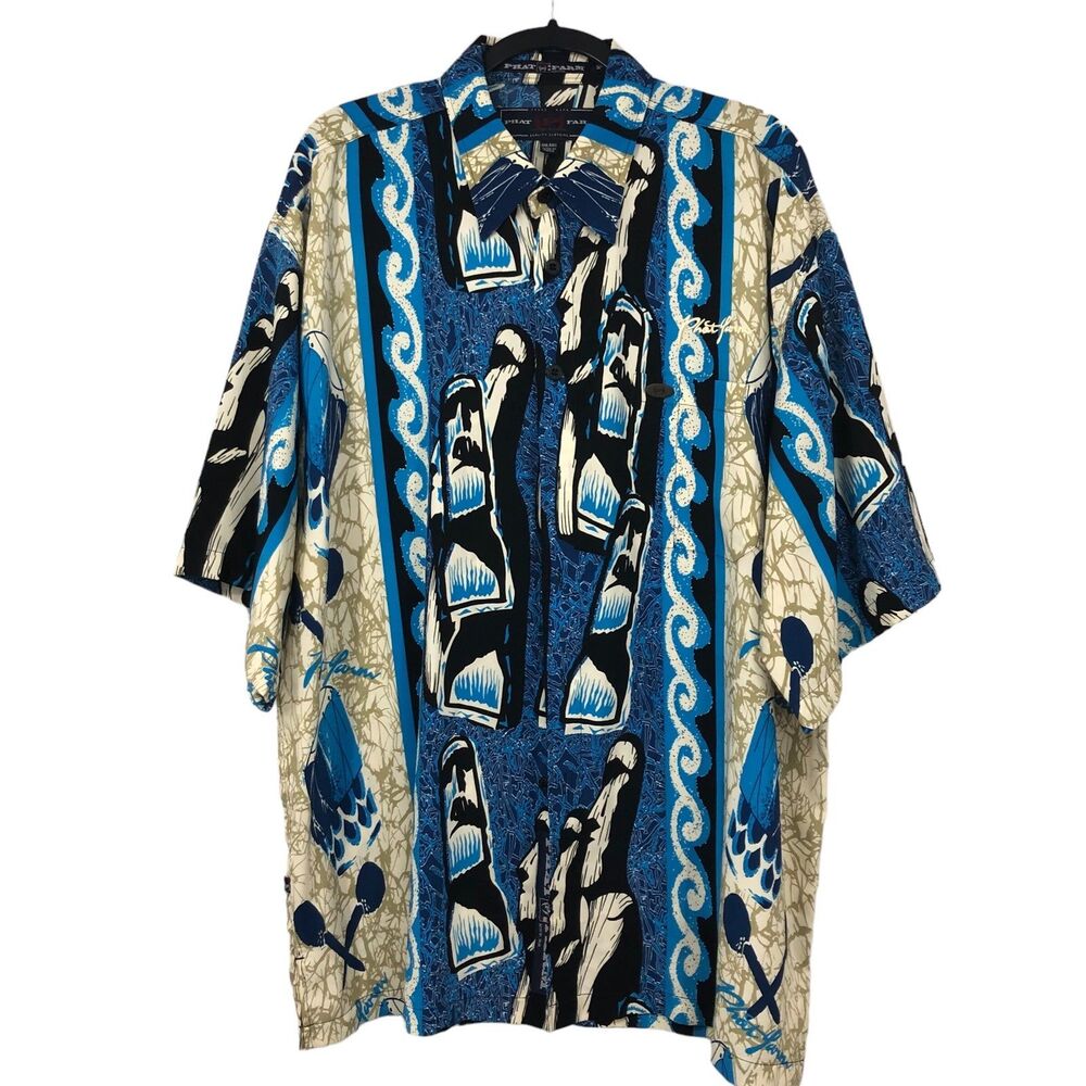Phat Farm Ahu Akivi Casual Button-Up Shirt, Streetwear, Island Vibes SZ XXL
